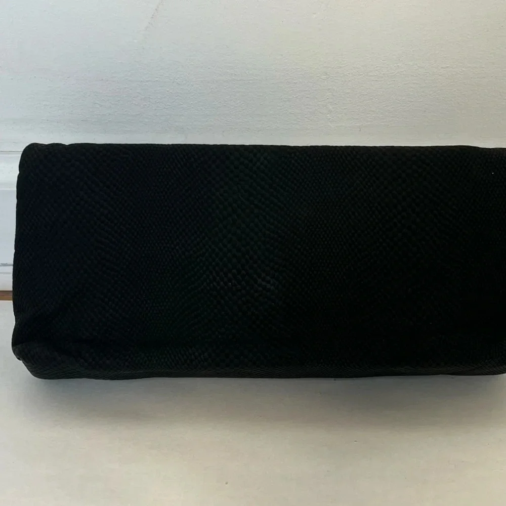 Victoria Secret Fold-Over Classic Black With Bow Wristlet Clutch Bag NWT